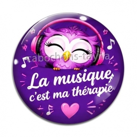 Cabochon Verre - cabochon la musique c'est ma thérapie