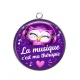 Pendentif Cabochon Argent - cabochon la musique c'est ma thérapie