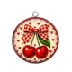 Pendentif Cabochon Argent - cabochon cerise- porte clés