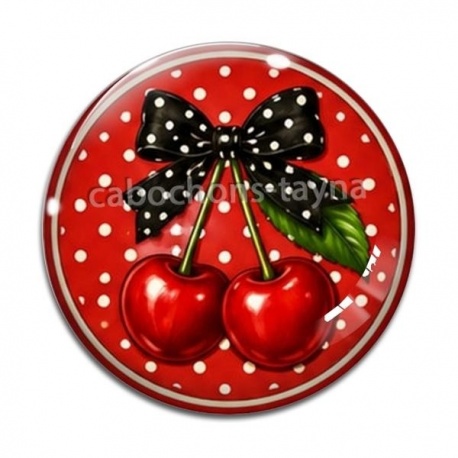 Cabochon Verre - cabochon cerise