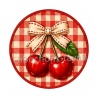 cabochon cerise- fond carreaux rouge
