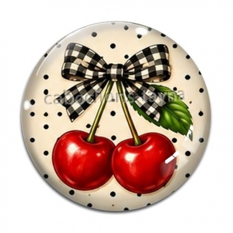 Cabochon Verre - cabochon cerise- Pendentif