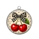 Pendentif Cabochon Argent - cabochon cerise- Pendentif
