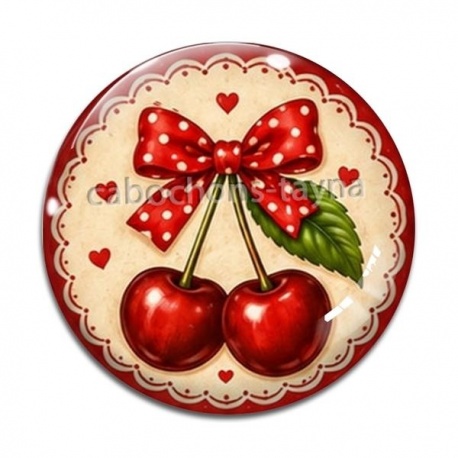 Cabochon Verre - cabochon cerise- Pendentif