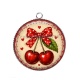 Pendentif Cabochon Argent - cabochon cerise- Pendentif