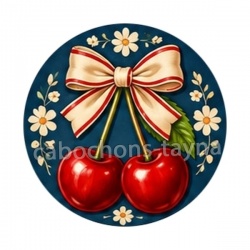 cabochon cerise- Pendentif cerise