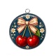 Pendentif Cabochon Argent - cabochon cerise- Pendentif cerise