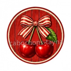 cabochon cerise- Pendentif cerise