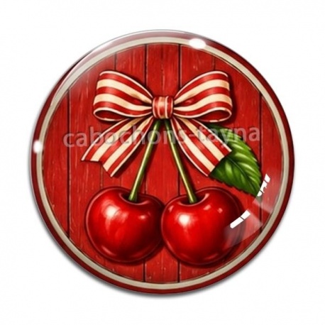 Cabochon Verre - cabochon cerise- Pendentif cerise
