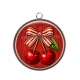 Pendentif Cabochon Argent - cabochon cerise- Pendentif cerise