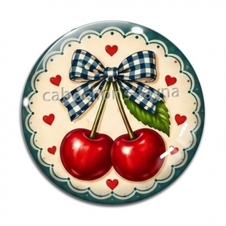 Cabochon Verre - cabochon cerise- Pendentif cerise