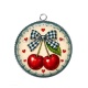 Pendentif Cabochon Argent - cabochon cerise- Pendentif cerise