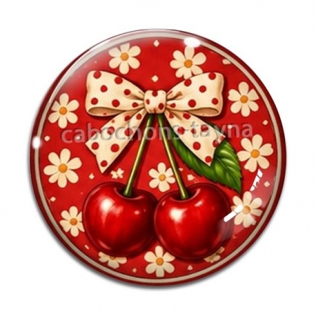 Cabochon Verre - cabochon cerise- Pendentif cerise
