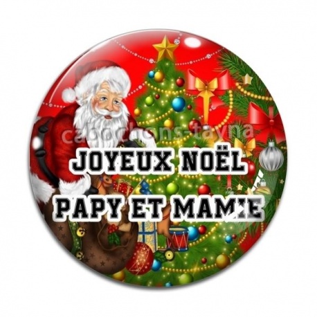 Cabochon Verre - joyeux noël Papy et Mamie- plusieurs supports
