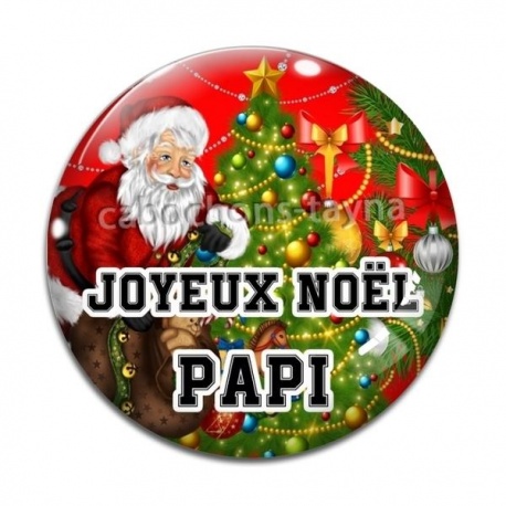 Cabochon Verre - : joyeux noël Papi plusieurs supports