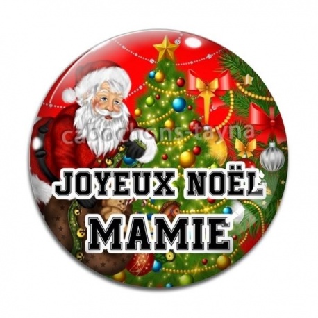 Cabochon Verre - : joyeux noël Mamie- plusieurs supports