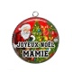 Pendentif Cabochon Argent - : joyeux noël Mamie- plusieurs supports