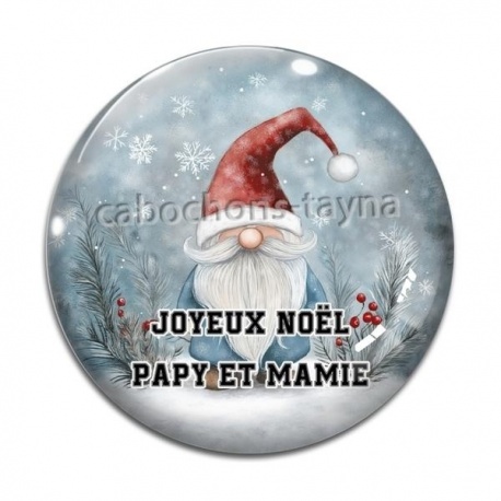 Cabochon Verre - cabochon joyeux noël Papy et Mamie- Plusieurs supports