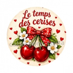 cabochon le temps des cerises- plusieurs supports