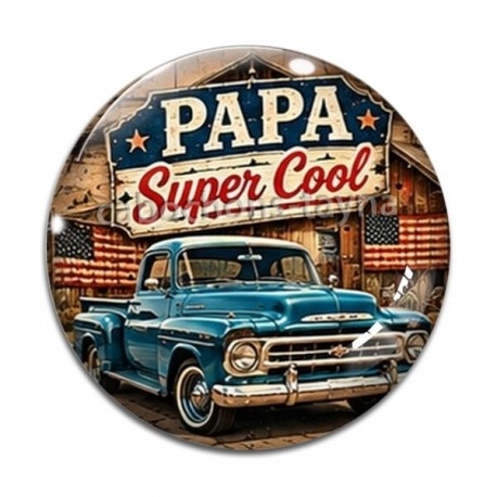 Cabochon Verre - cabochon papa super cool- Décapsuleur