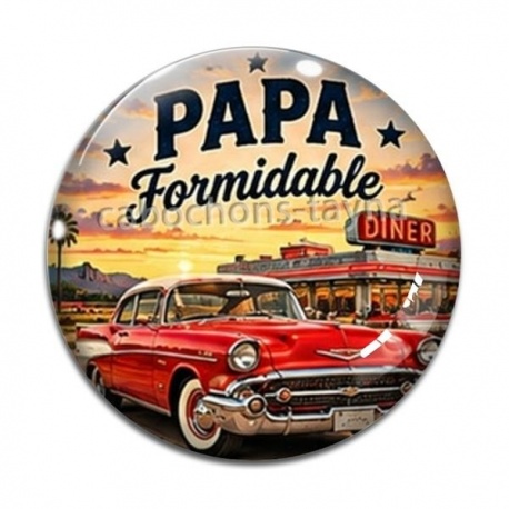Cabochon Verre - cabochon papa formidable- Porte clés