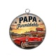 Pendentif Cabochon Argent - cabochon papa formidable- Porte clés