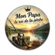 Cabochon Résine - cabochon mon papa le roi de la pêche- Décapsuleur