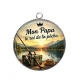 Pendentif Cabochon Argent - cabochon mon papa le roi de la pêche- Décapsuleur
