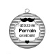 Pendentif Cabochon Argent - je suis un parrain qui déchire- cabochon verre- résine