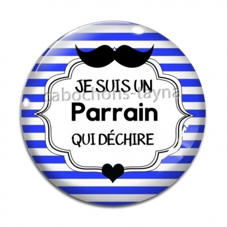 Cabochon Verre -  je suis un parrain qui déchire- cabochon verre- résine