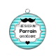 Pendentif Cabochon Argent -  je suis un parrain qui déchire- cabochon verre- résine