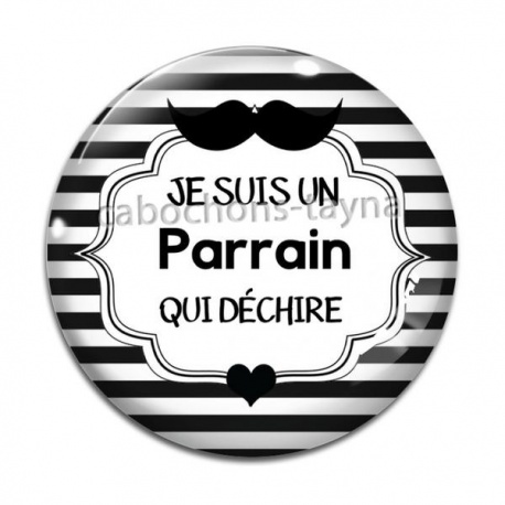 Cabochon Verre - cabochon je suis un parrain qui déchire- décapsuleur