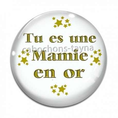 Cabochon Verre - mamie en or