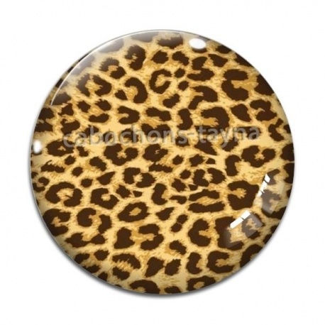 Cabochon Verre - cabochon fond léopart- Pendnetif résine