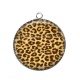 Pendentif Cabochon Argent - cabochon fond léopart- Pendnetif résine