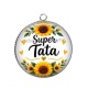 Pendentif Cabochon Argent - Cabochon super tata- Porte clés tata