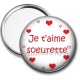 Miroir de poche - cabochon je t'aime soeurette