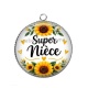 Pendentif Cabochon Argent - cabochon super nièce- Porte clé nièce