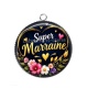 Pendentif Cabochon Argent - super marraine- cabochon verre ou résine