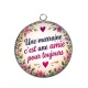 Pendentif Cabochon Argent - une marraine c'est une amie pour toujours- cabochon verre