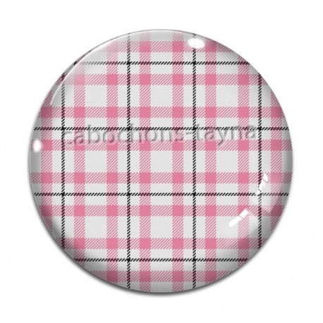 Cabochon Verre - cabochon fond carreaux rose