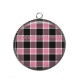 Pendentif Cabochon Argent - cabochon fond carreaux rose et noir