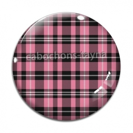 Cabochon Verre - cabochon fond carreaux rose