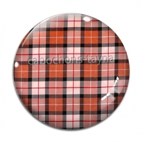 Cabochon Verre - cabochon fond carreaux rouge et noir