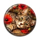 Cabochon Résine - cabochon chat rayure- chat coquelicot