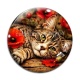 Cabochon Verre - cabochon chat rayure- chat coquelicot