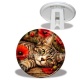 Trépied - cabochon chat rayure- chat coquelicot