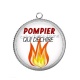 Pendentif Cabochon Argent - pompier qui déchire