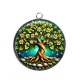 Pendentif Cabochon Argent - cabochon arbre de vie- miroir arbre de vie