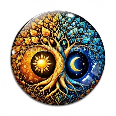 Cabochon Verre - cabochon arbre de vie- arbre lune soleil